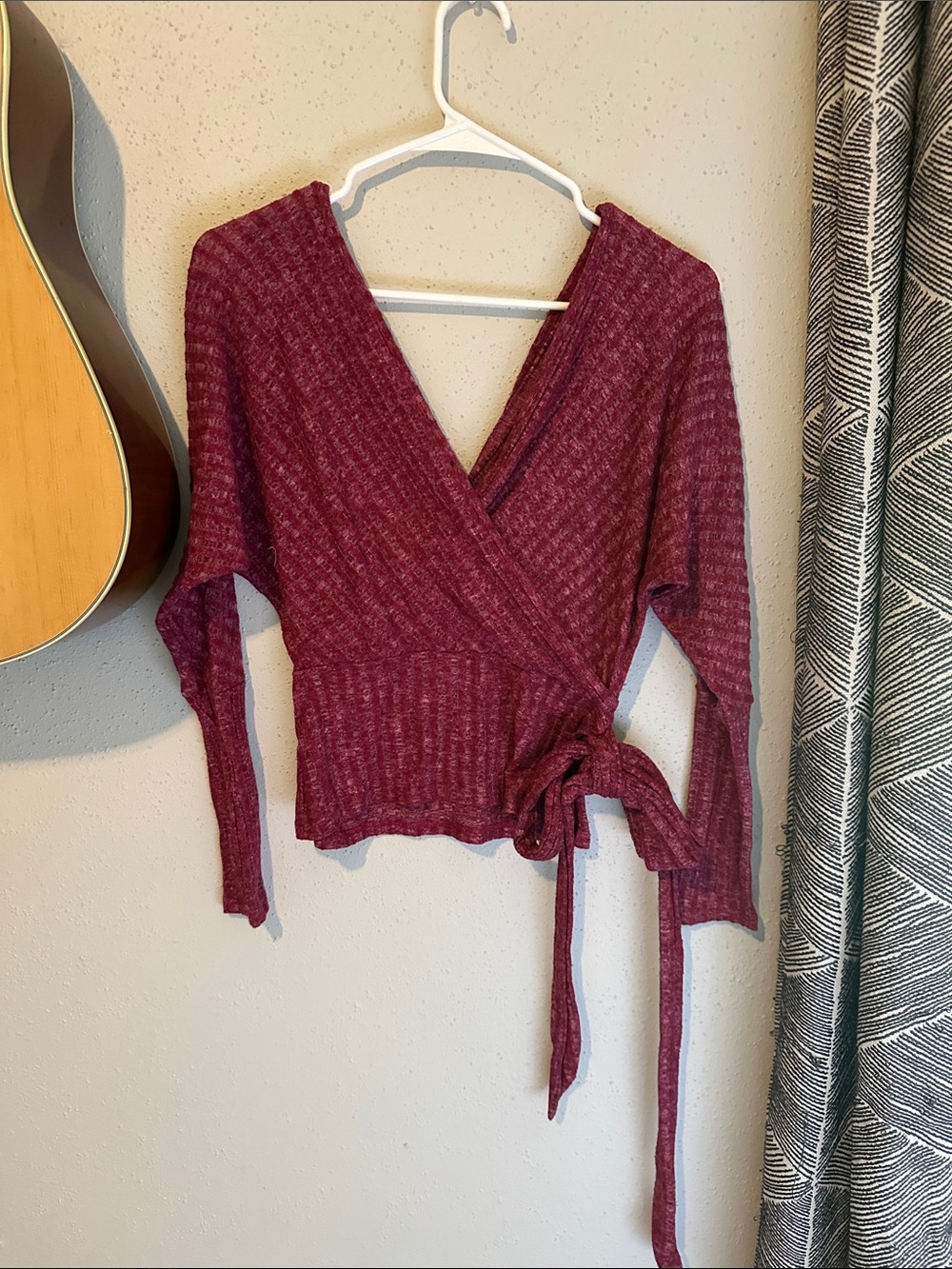 Fashion Nova Burgundy Wrap Knit Top